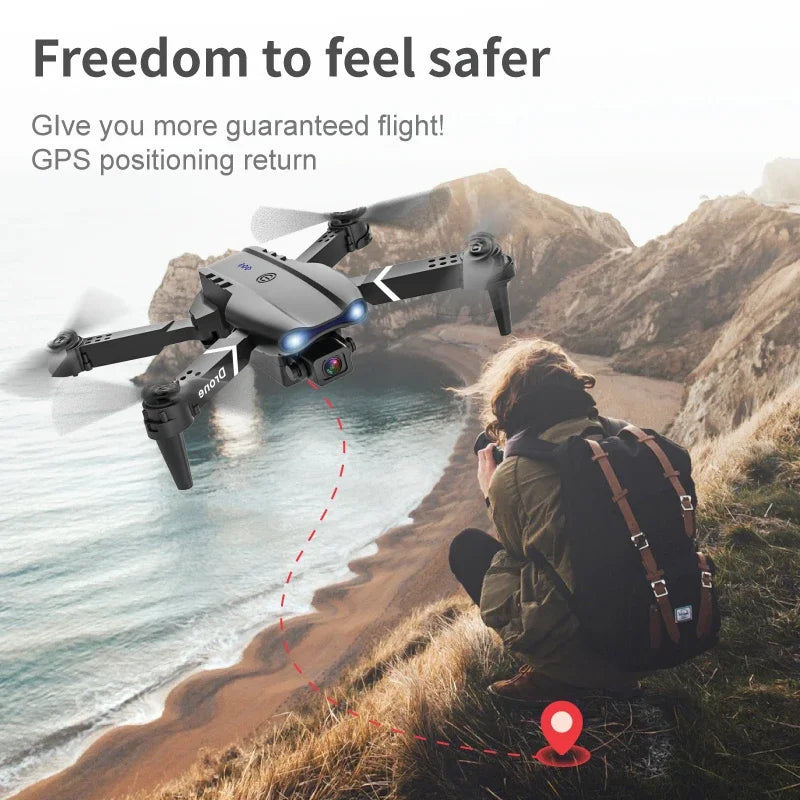 New E99 Drone FPV Brushless Motor GPS Return 360° Laser Obstacle Avoidance 4K HD Dual Camera RC Quadcopter Drone Kid Gift Toys